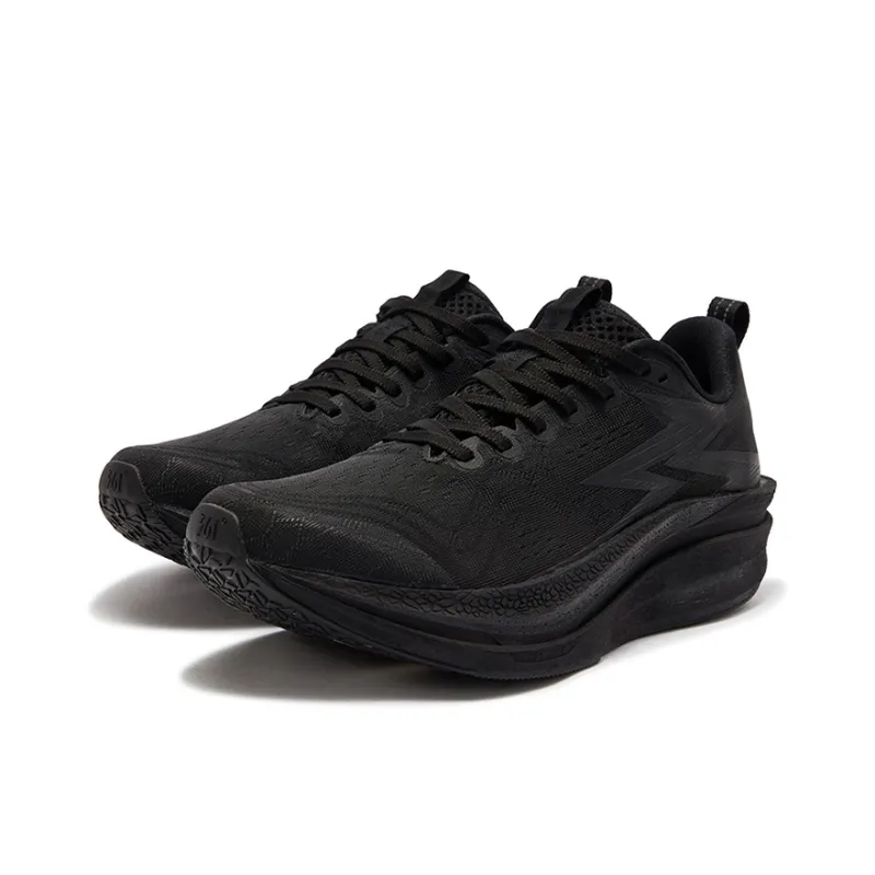361° Flame 4MIX Cushioned Slip Resistant Abrasion Resistant Low Top Carbon Plate Running Shoes Unisex Black Gray-2