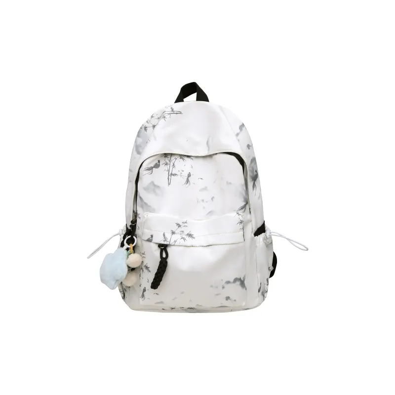 BUBM Nylon Backpack Unisex Black/Pink/Green/Blue-0