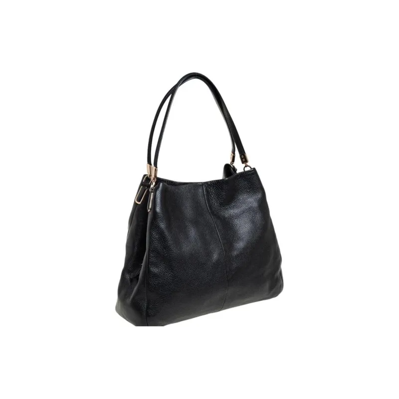 COACH Phoebe Leather Handbag Shoulder Bag Large Size Women's Black-1