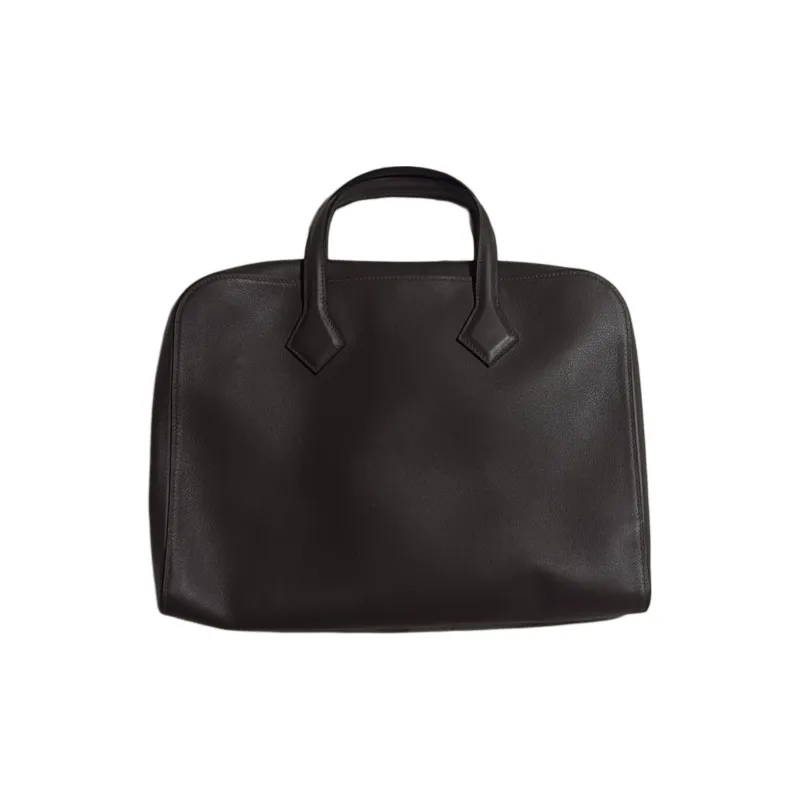 HERMES Victoria Light Evercolor Leather Briefcase Men's G8 Vert Maquis Forest Green-1