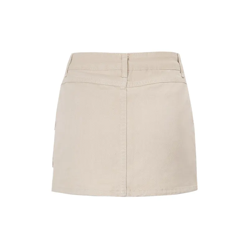 Wen Shan Denim Short Skirts Women's Ecru-1