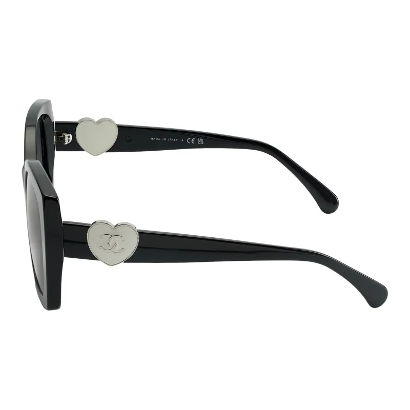 CHANEL Acetate Butterfly Sunglasses Women's Black-3