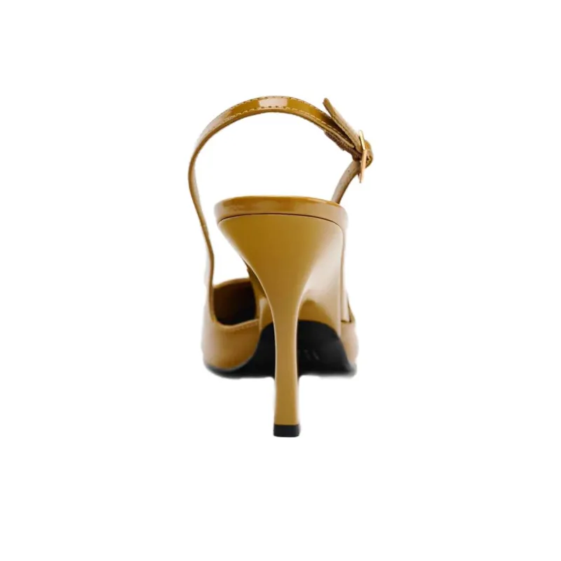 ZARA Slim Heel High Heels 10.5cm Women's Caramel Brown-3