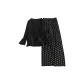 8308.4# Three-Piece Set, Black Camisole+Black Coat+Polka Dot Black Pants