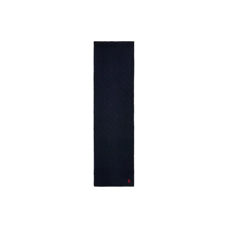 Polo Ralph Lauren Logo Embroidered Cable Knitted Scarf-3