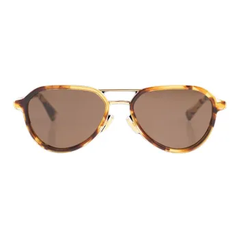 Bottega Veneta Metal Acetate Aviator Sunglasses Women's Gold