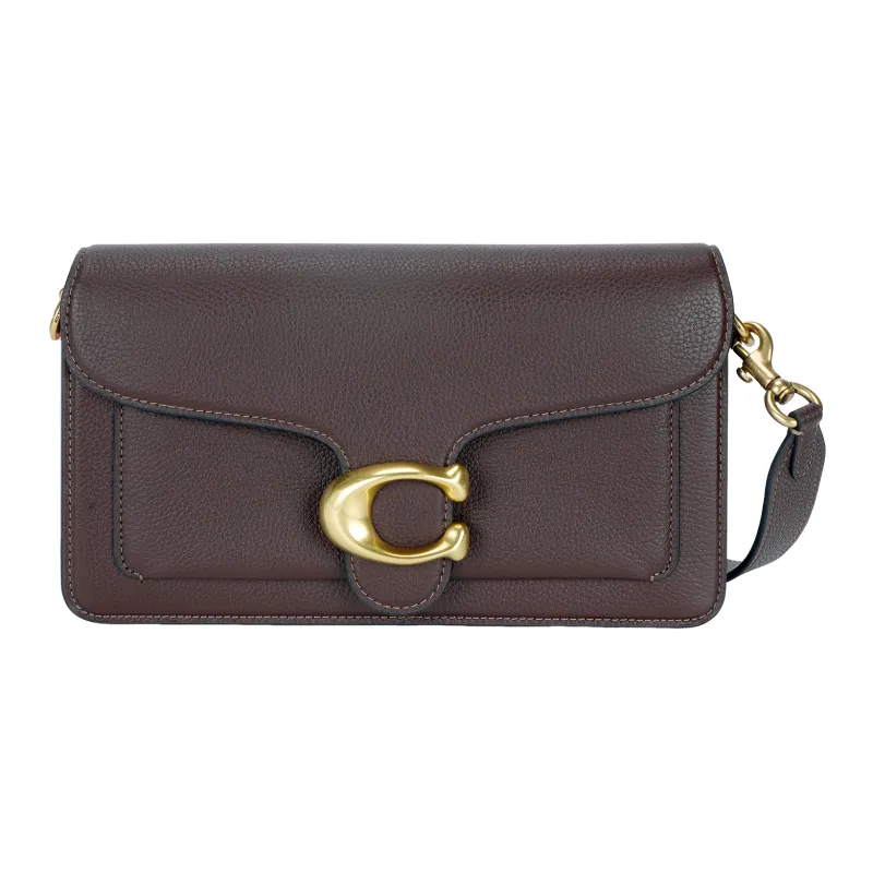COACH Tabby Leather Shoulder Bag Portable Crossbody Bag Shoulder Bag Medium Size Women's Maple Brown-1