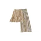 8308.4# Three-Piece Set, Custard Camisole+Custard Coat+Polka Dot White Pants