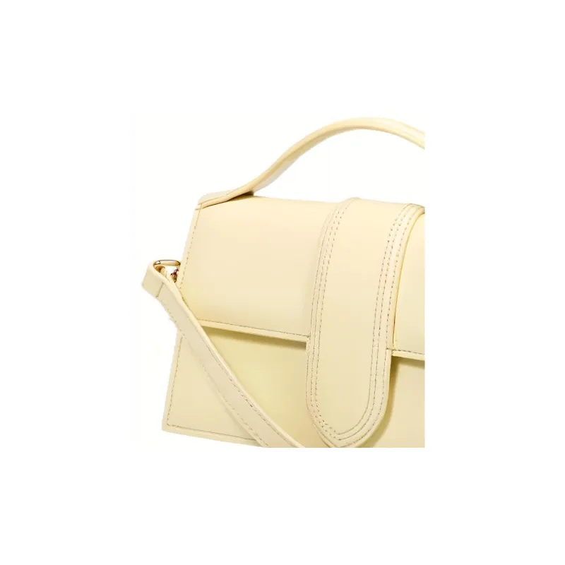 Jacquemus Leather Shoulder Bag, Crossbody Bag, Handbag Women's Yellow-4