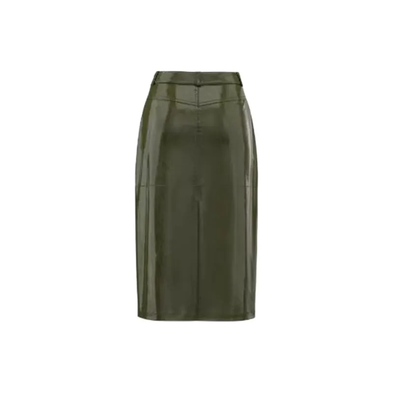 URBAN REVIVO Casual Long Skirt Women's Olive Green-1