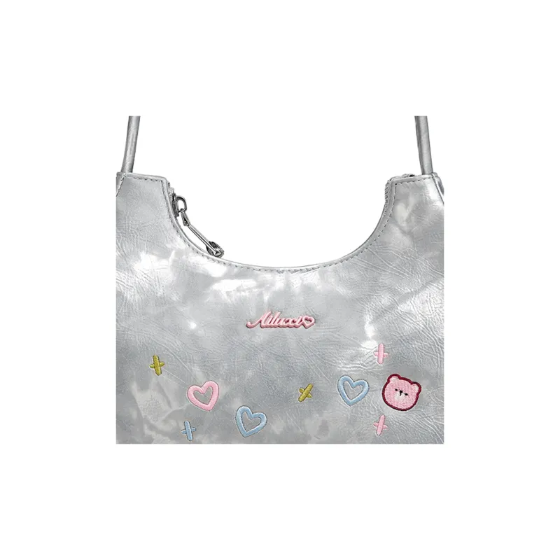 AILUXI Synthetic Leather Shoulder Bag Crossbody Bag Regular Women's Galaxy Silver-4