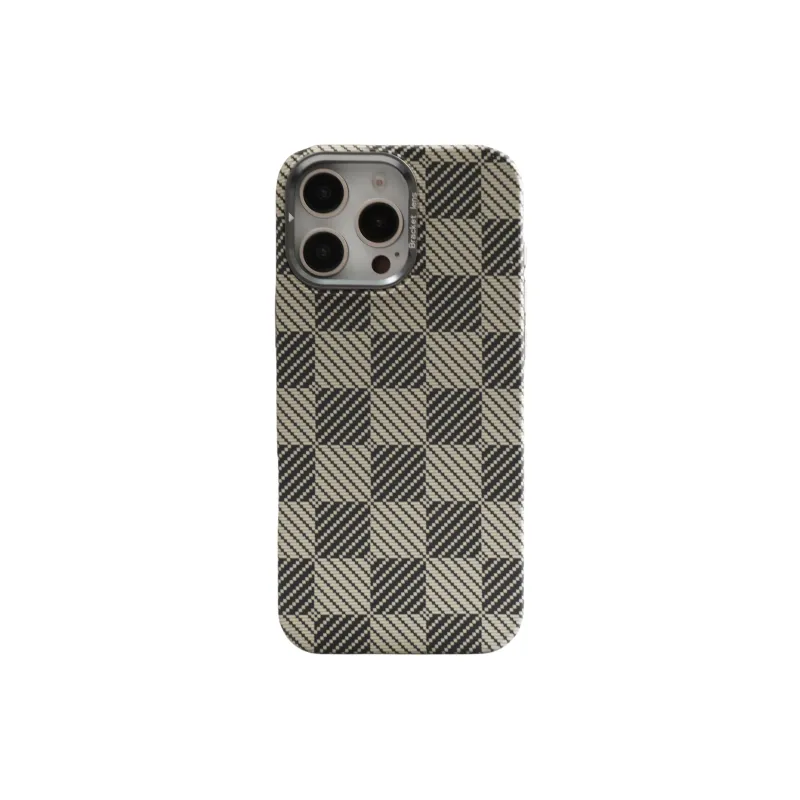 PENGKEXING PC Material Carbon Fiber Pattern Lens Stand Magnetic Phone Cases Compatible With IPhone 16 Pro Max/15/14/13-0