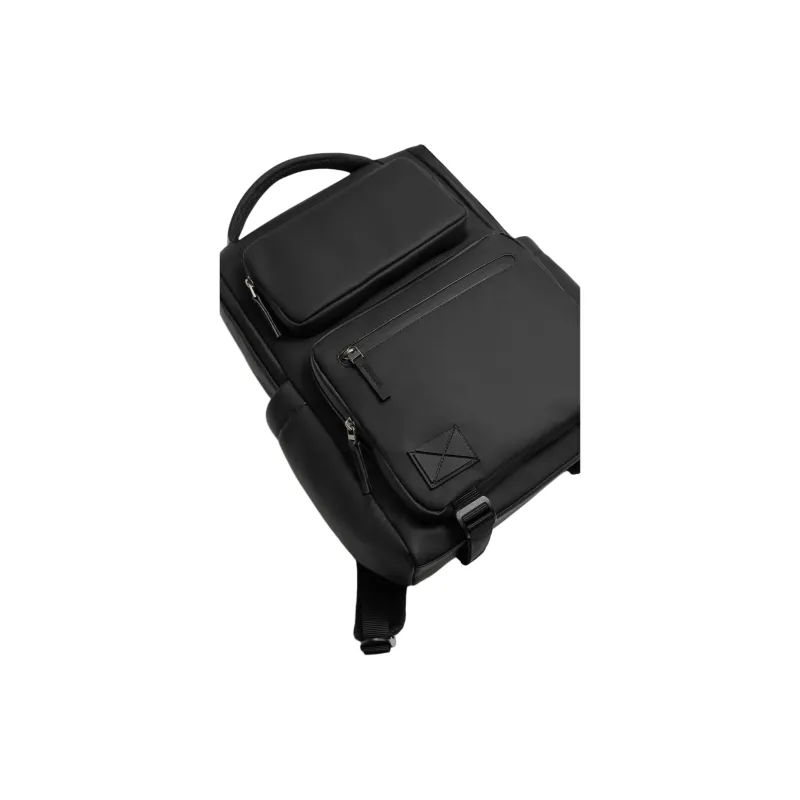 ZARA Polyurethane Backpack Large Size Men's Black-2