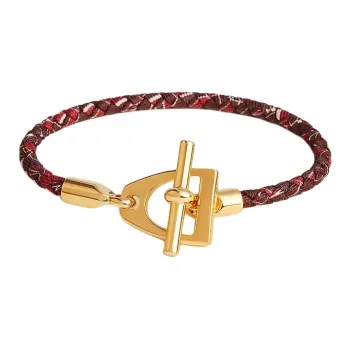 HERMES Silk Gold-Plated Metal Bracelets Unisex Gold