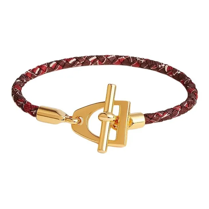 HERMES Silk Gold-Plated Metal Bracelets Unisex Gold-0