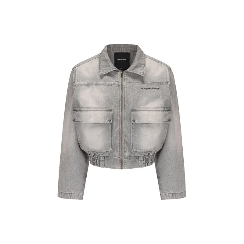VANN VALRENCÉ Denim Jacket Women's Light Gray-1