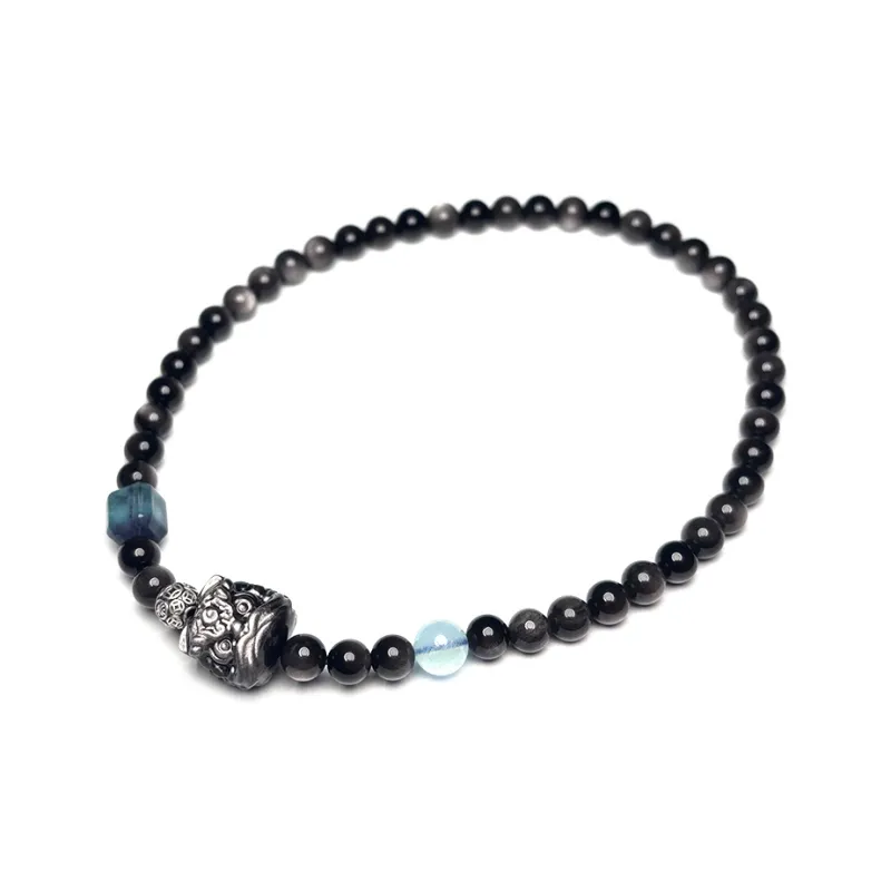 MOUNTAINS AND MANS Obsidian New Chinese Style Stackable Good Luck Beaded Bracelet Men's-4