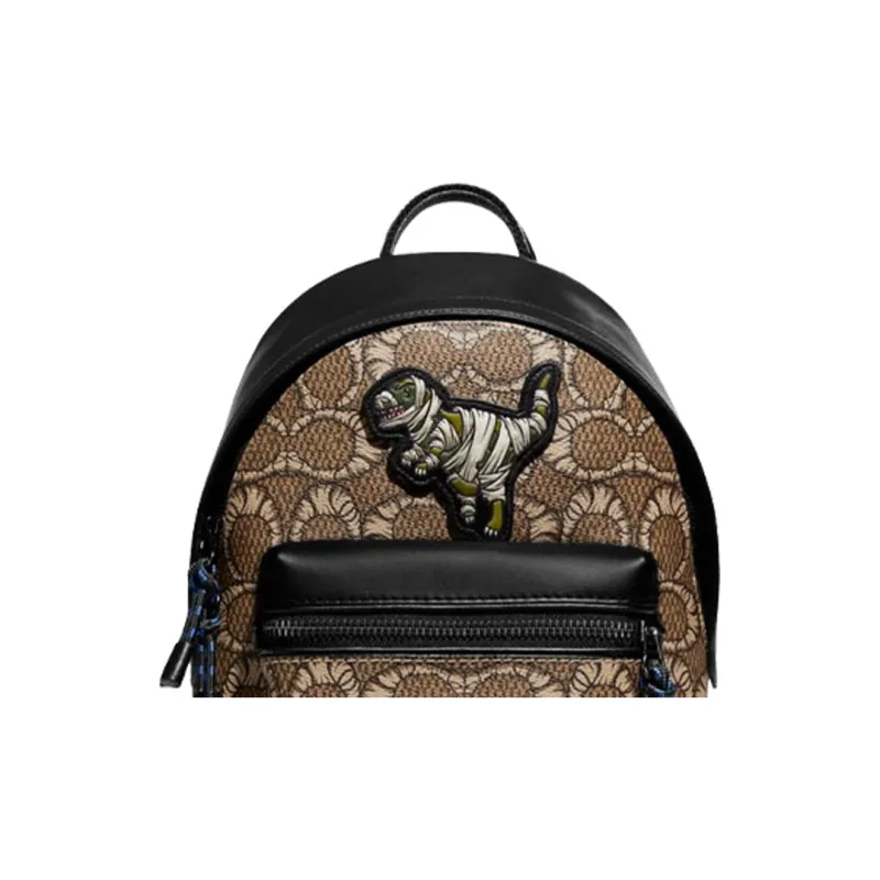 COACH X MBJ Charter Leather Backpack Medium Size Men's Brown & Black-4