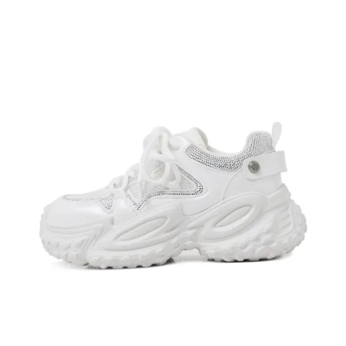 CAMEIDO Breathable And Lightweight Low Top Chunky Sneakers Women's White