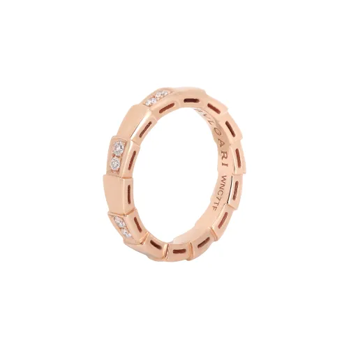 BVLGARI 18K Rose Gold Diamond Rings Women's Rose Gold