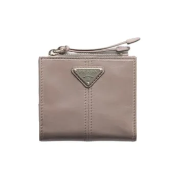 PRADA Cow Leather Wallet Women's Gray