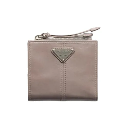 PRADA Cow Leather Wallet Women's Gray