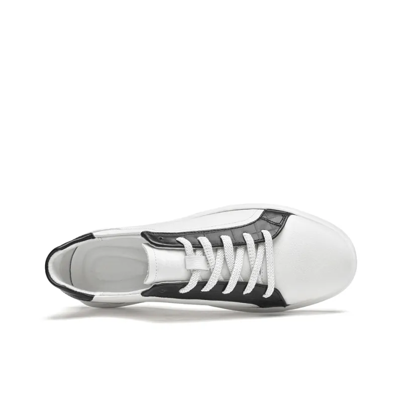 Kuding Skateboard Shoes Men Low Top White/Black-3