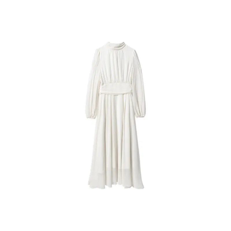 LSVE Long-Sleeved Dresses Women's White-1