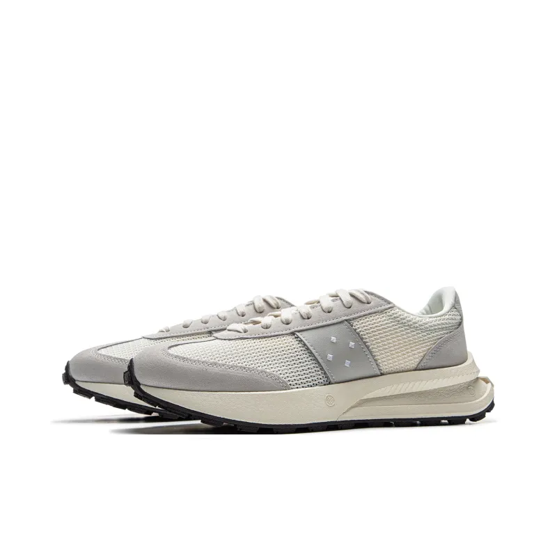 LiNing Wear-Resistant Slip-Resistant Coverage Low-Top Casual Shoes Unisex Beige Gray-2