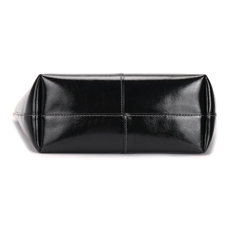 COACH Cow Split Leather Tote Bag Shopping Bag Handbag Shoulder Bag Large Size Women's Black-7