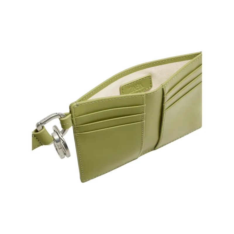 ZARA Cow Leather Wallet Large Size Men's Green-2