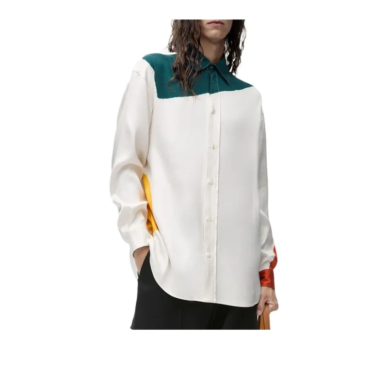 LOEWE SS25 Shirt Men's White Green Orange-1