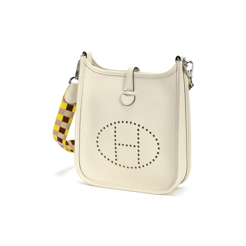 HERMES Evelyne Clemence Bullock Leather Ivorie Shoulder Bag Crossbody Bag Mini Women's I2 Nata Cream White-3
