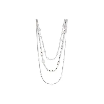 LOUIS VUITTON Metal Resin Bead Necklaces Women's Silver