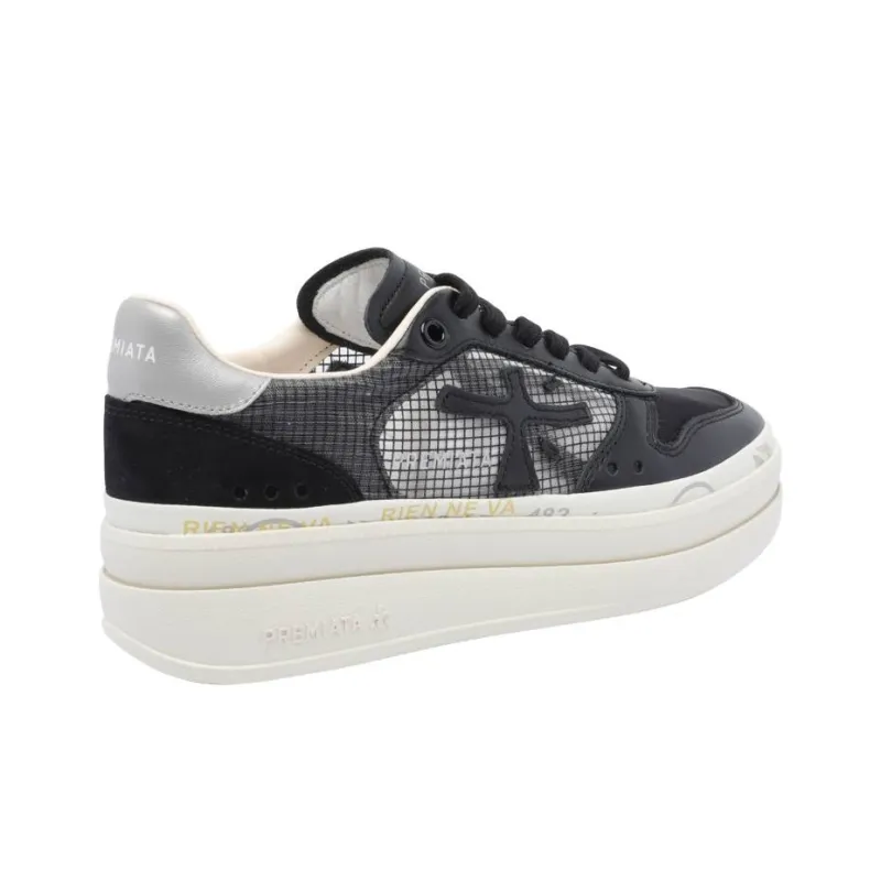 PREMIATA MICOL Abrasion Resistant Height Increasing Low Top Casual Shoes Women's Black White-3