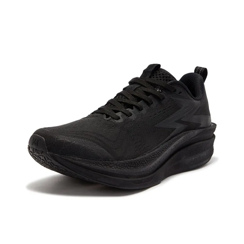 361° Flame 4MIX Cushioned Slip Resistant Abrasion Resistant Low Top Carbon Plate Running Shoes Unisex Black Gray-1
