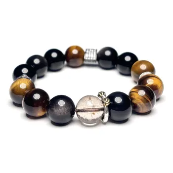 MOUNTAINS AND MANS Tiger's Eye Stone New Chinese Style Good Luck Beaded Bracelet Men's