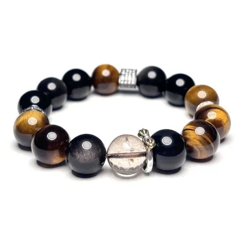 MOUNTAINS AND MANS Tiger's Eye Stone New Chinese Style Good Luck Beaded Bracelet Men's