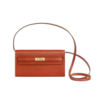 HERMES Kelly To Go Epsom Calfskin Wallet Shoulder Bag Women's Urniture: R1 Terre Battue Red Soil Color