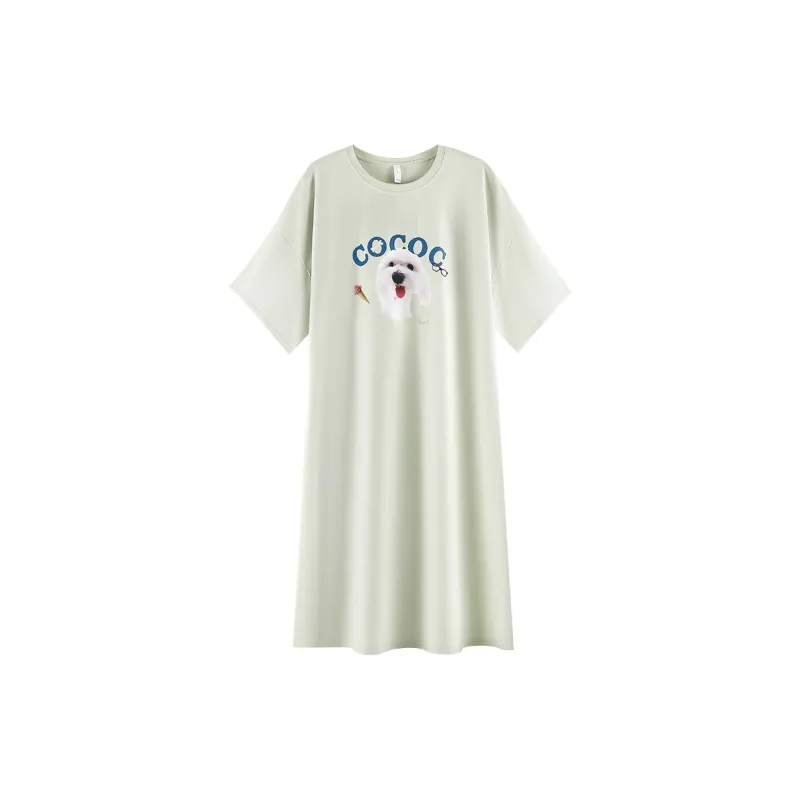 XIAFENYAN Nightgown Women's Light Green-0