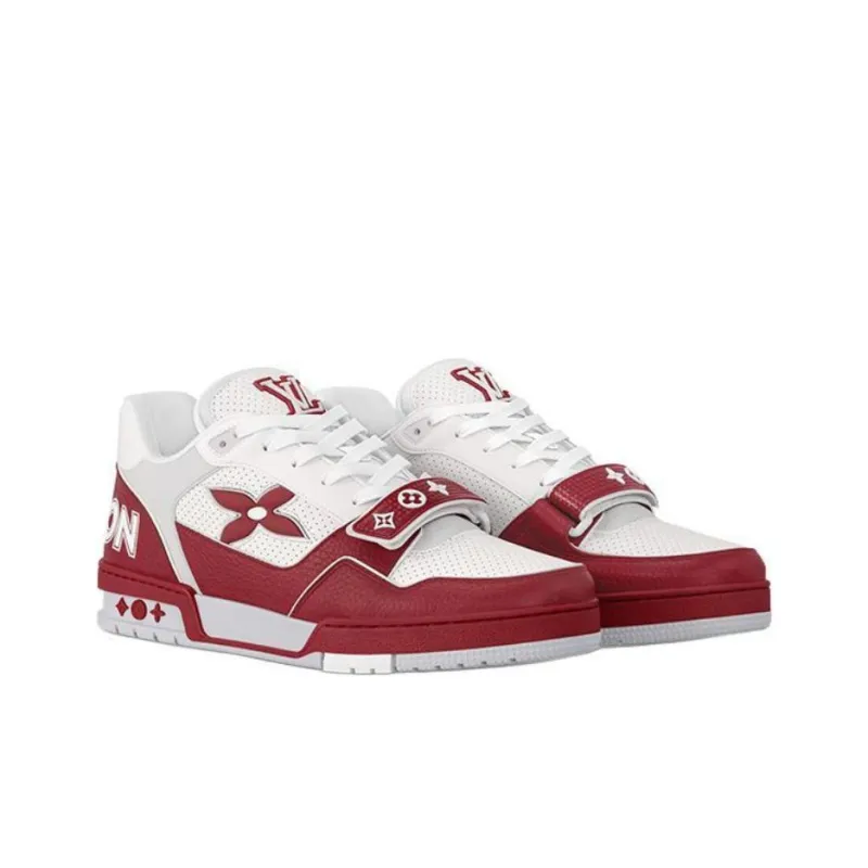 LOUIS VUITTON Trainer Low Top Skateboard Shoes Men's Red-2