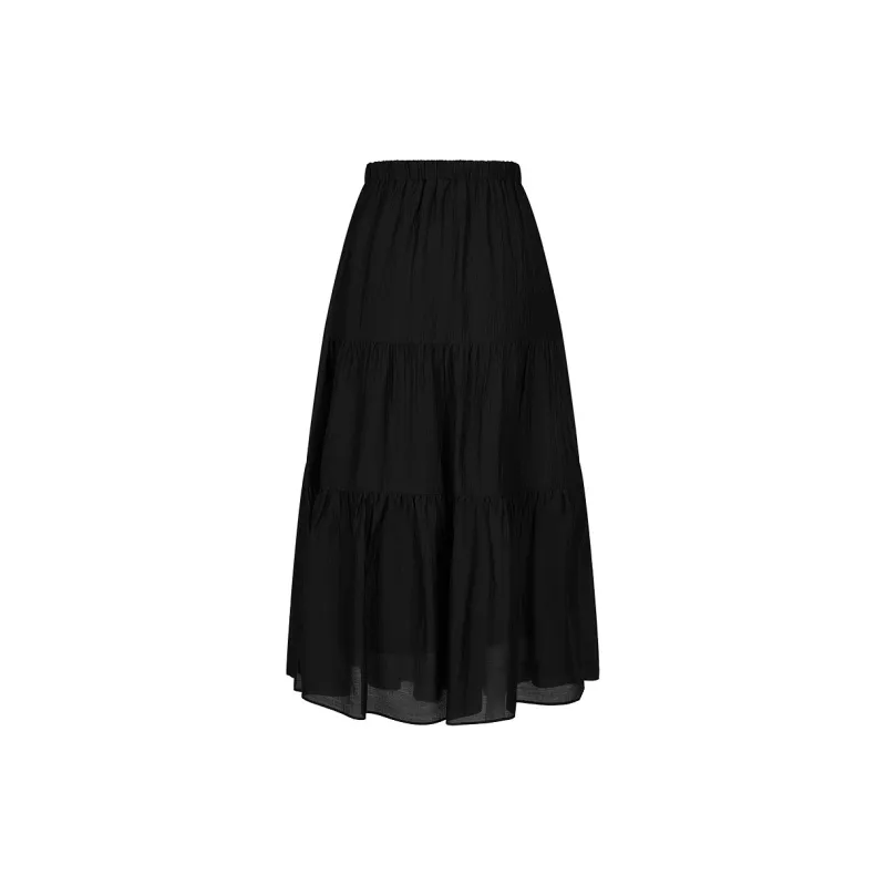JZ. ANNAKRO Casual Long Skirt Women's Plain Black-1