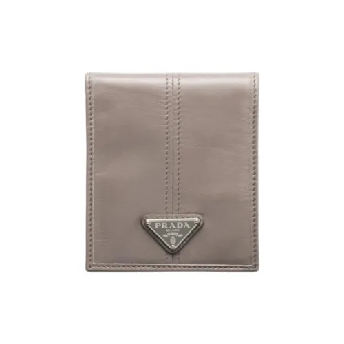 PRADA Cow Leather Wallet Women's Gray