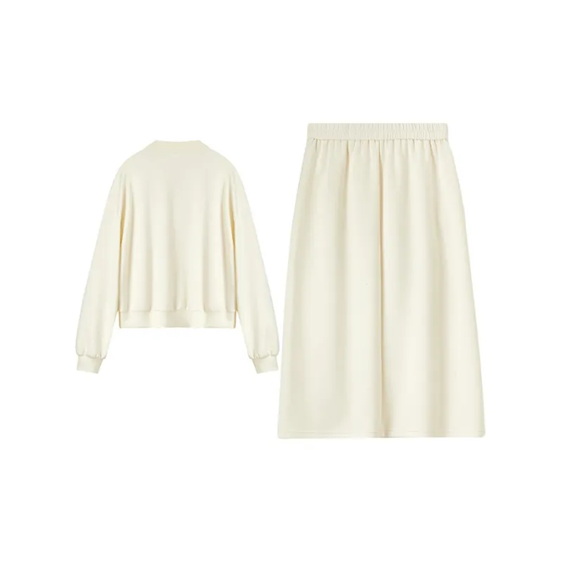 SENTUBILA Two Piece Skirt Sets Women's Beige Apricot-1