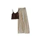 8308.5# Coffee Camisole+Polka Dot White Pants
