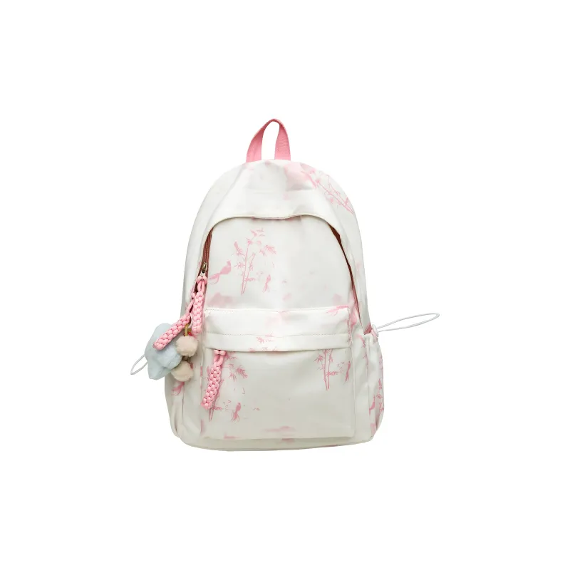 BUBM Nylon Backpack Unisex Black/Pink/Green/Blue-12