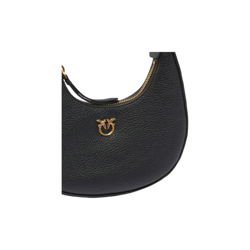 PINKO Cow Leather Shoulder Bag Handbag Shoulder Bag Small Size Women's Black-3