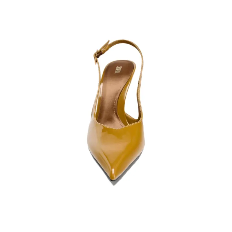 ZARA Slim Heel High Heels 10.5cm Women's Caramel Brown-2