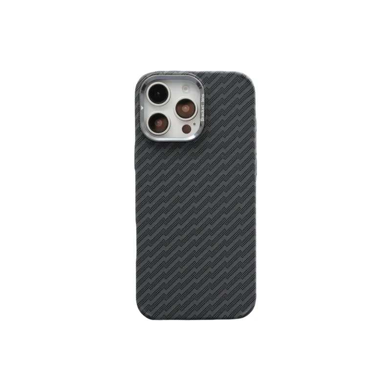 PENGKEXING PC Material Carbon Fiber Pattern Lens Stand Magnetic Phone Cases Compatible With IPhone 16 Pro Max/15/14/13-2