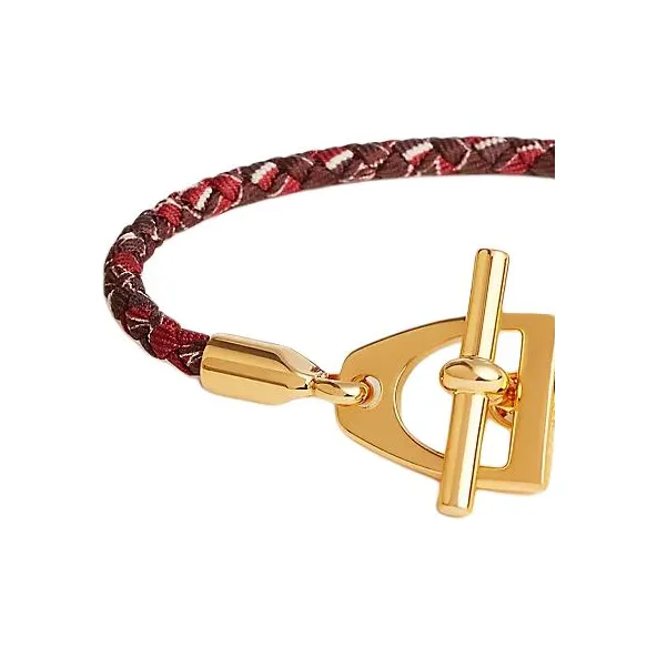 HERMES Silk Gold-Plated Metal Bracelets Unisex Gold-1